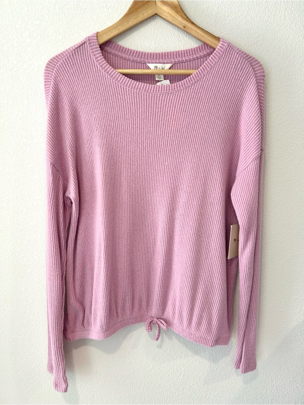 R&R Surplus NWT Ribbed Long Sleeve Lounge Top Dusty Pink Cozy Soft Comfort XL